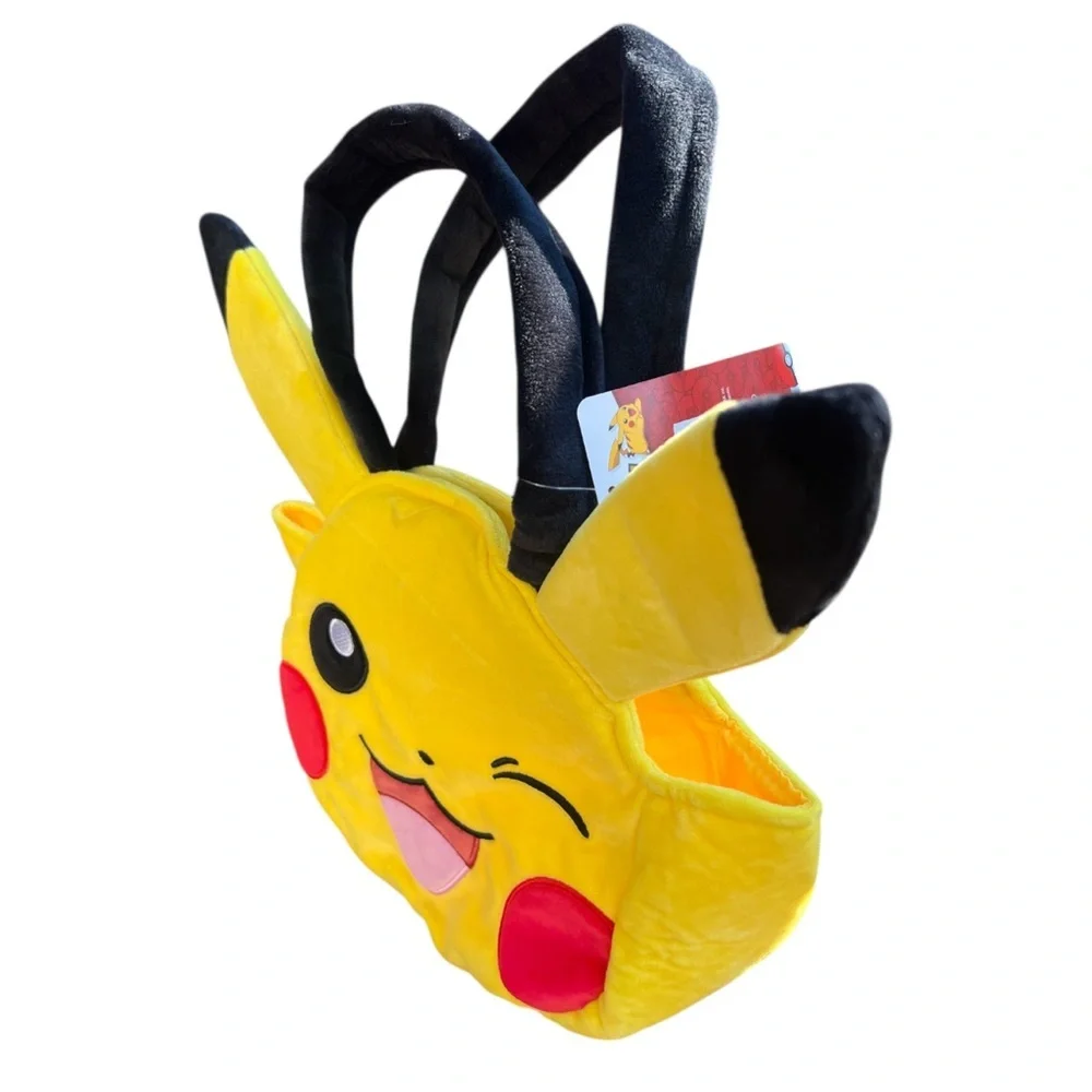 Pokeman Pikachu Plush Tote Bag Easter Yellow Winking Face